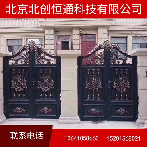 别墅庭院铝艺门庭院门铁艺平移门铝合金对开折叠大门遥控开启门